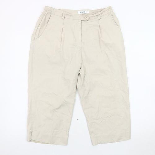 One Up Golf Womens Beige Cropped Casual Trousers Size 14