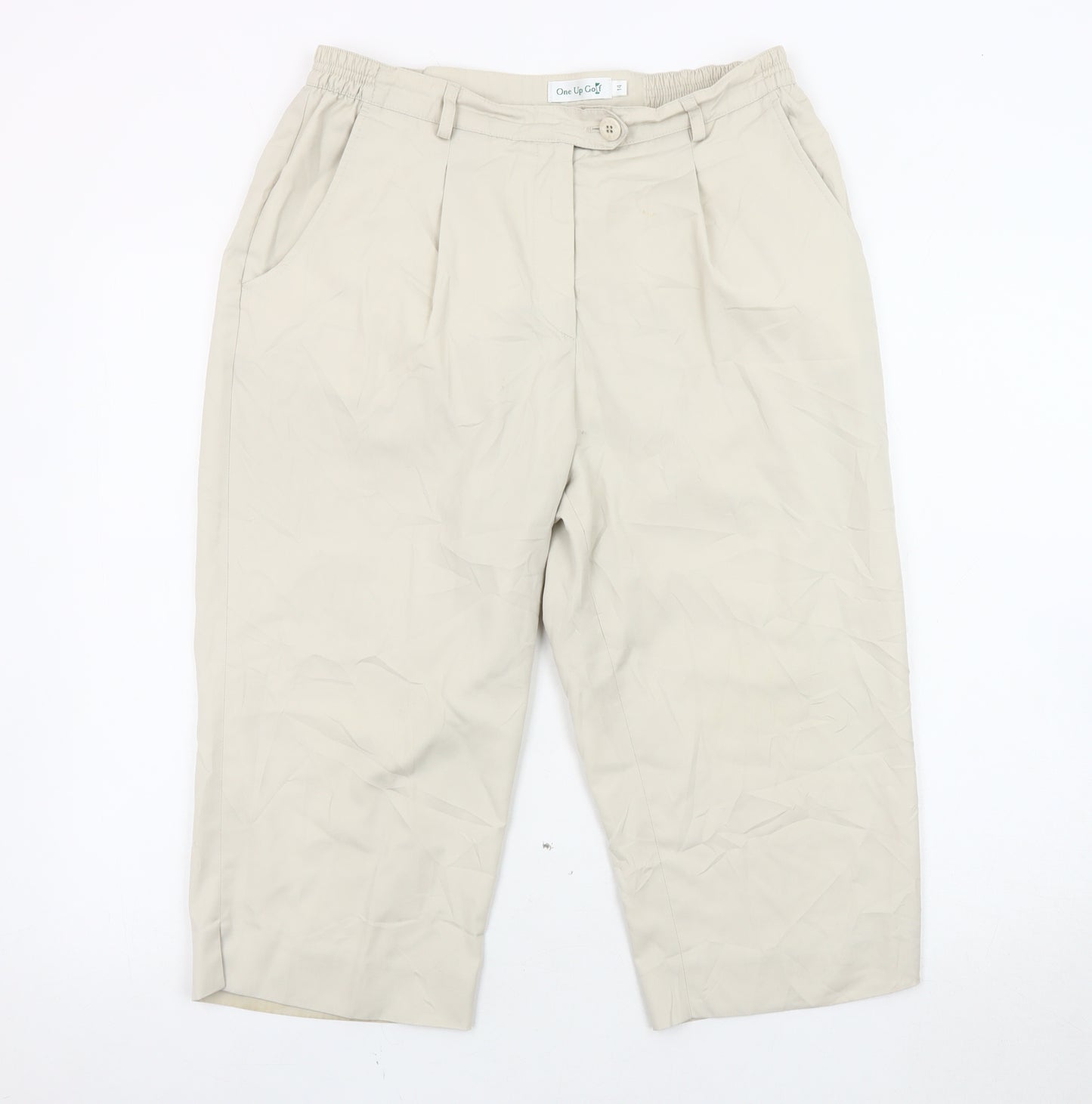 One Up Golf Womens Beige Cropped Casual Trousers Size 14