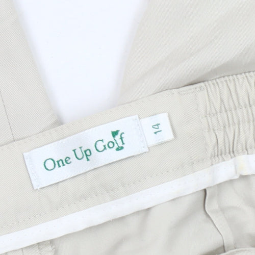 One Up Golf Womens Beige Cropped Casual Trousers Size 14