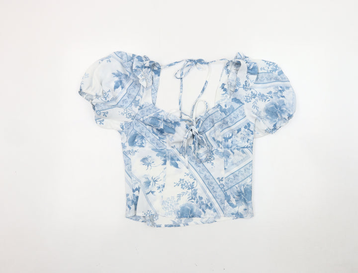 ASOS DESIGN Women's Blue Floral Blouse Size 10