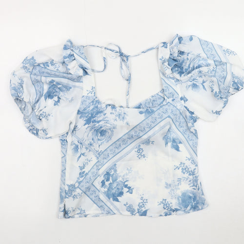 ASOS DESIGN Women's Blue Floral Blouse Size 10
