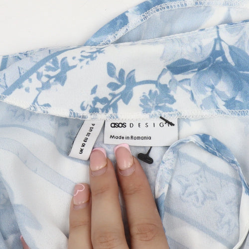ASOS DESIGN Women's Blue Floral Blouse Size 10