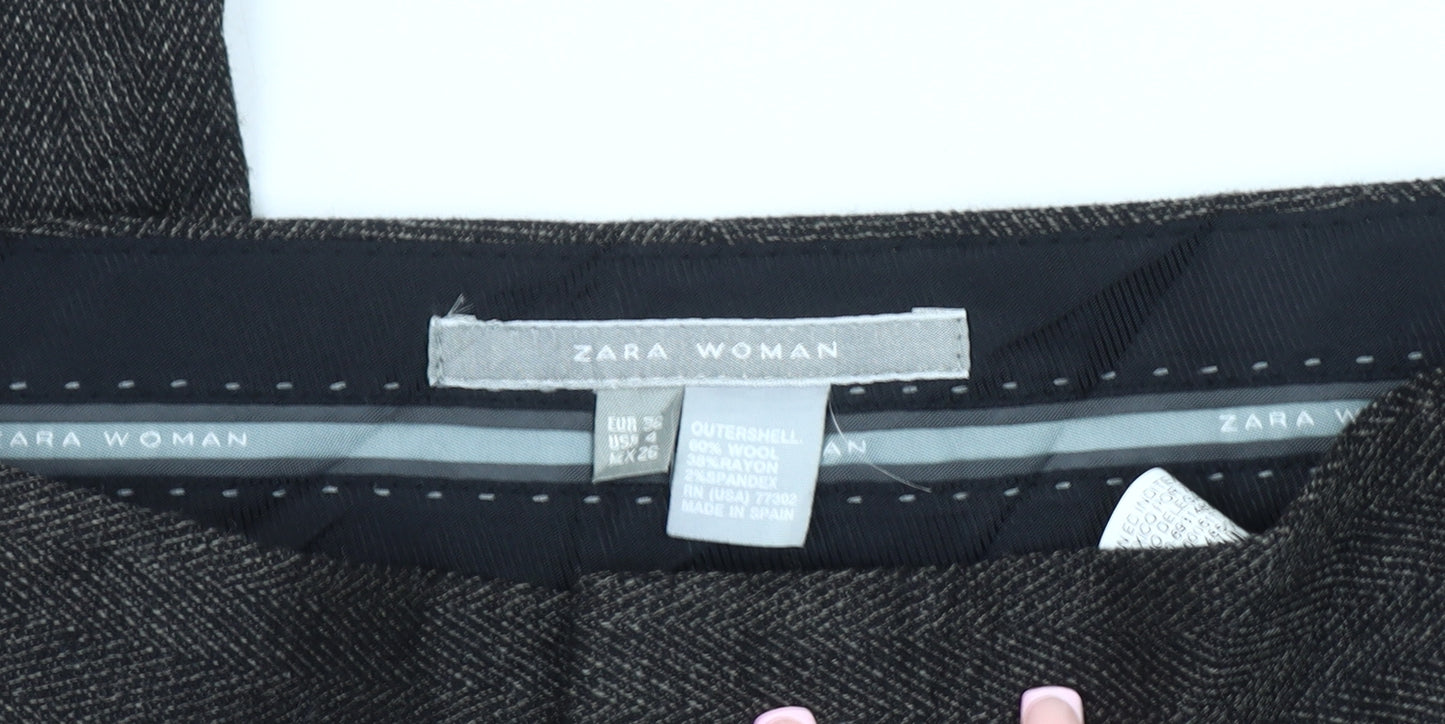 Zara Women's Brown Wool Blend Trousers S