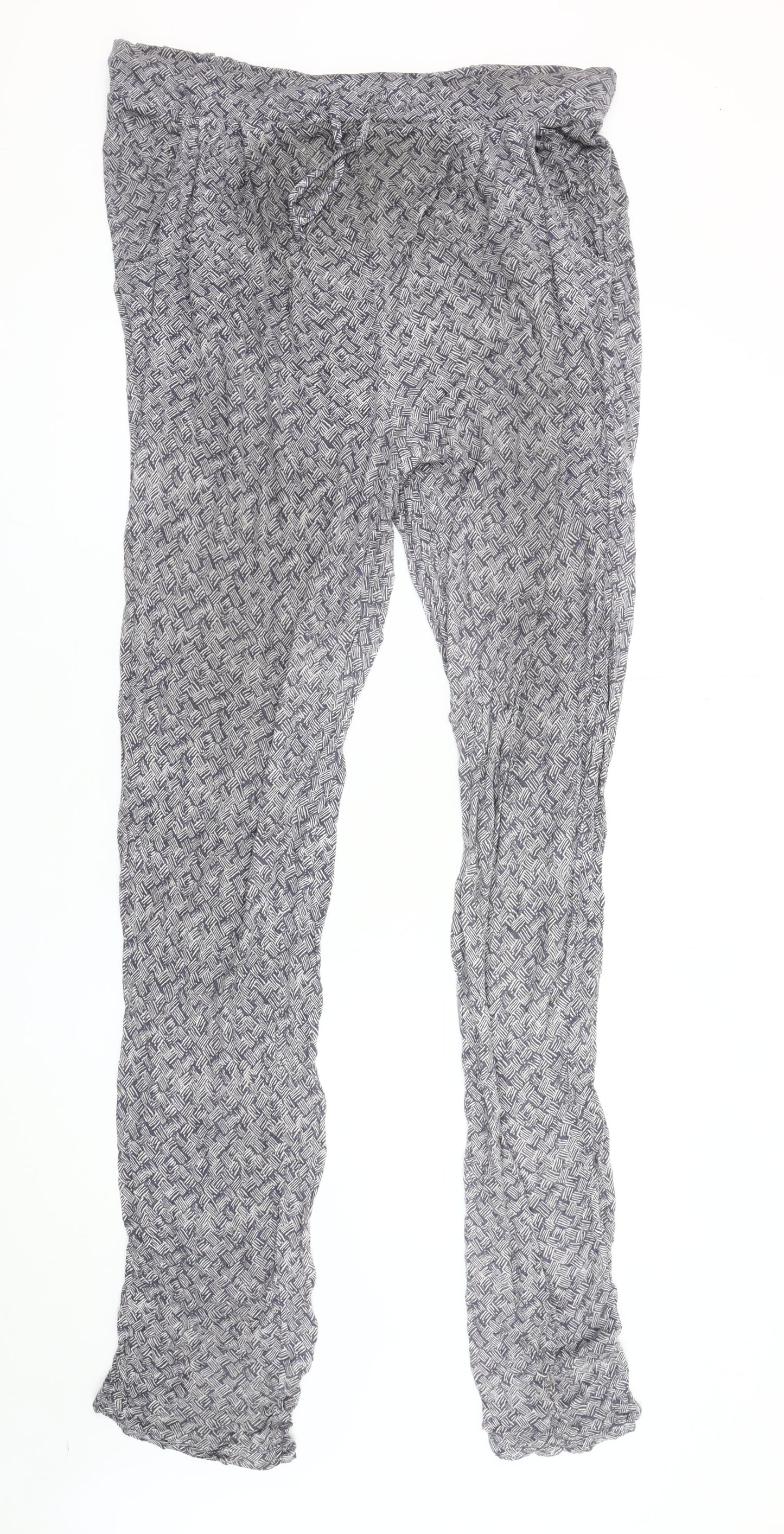 White Stuff Women's Blue Geometric Trousers Size 12