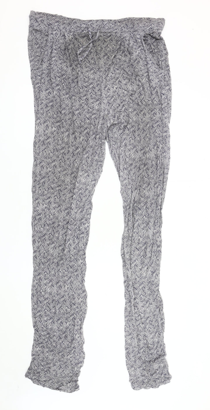 White Stuff Women's Blue Geometric Trousers Size 12