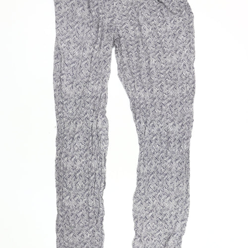 White Stuff Women's Blue Geometric Trousers Size 12