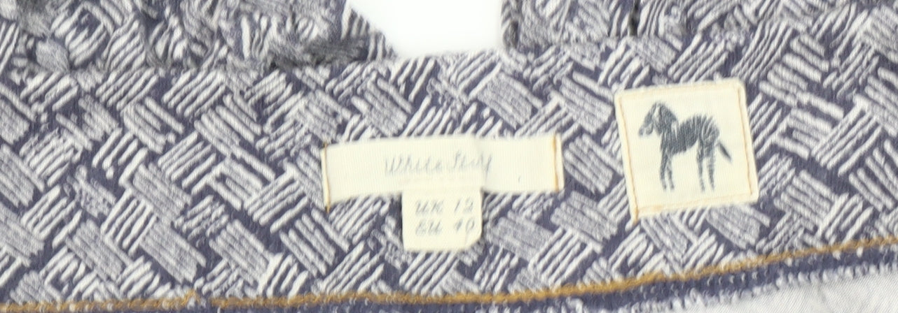 White Stuff Women's Blue Geometric Trousers Size 12