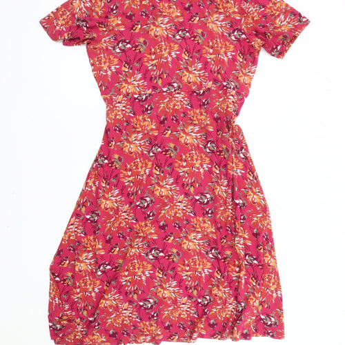 East Women's Multicoloured Floral Wrap Dress Size 16