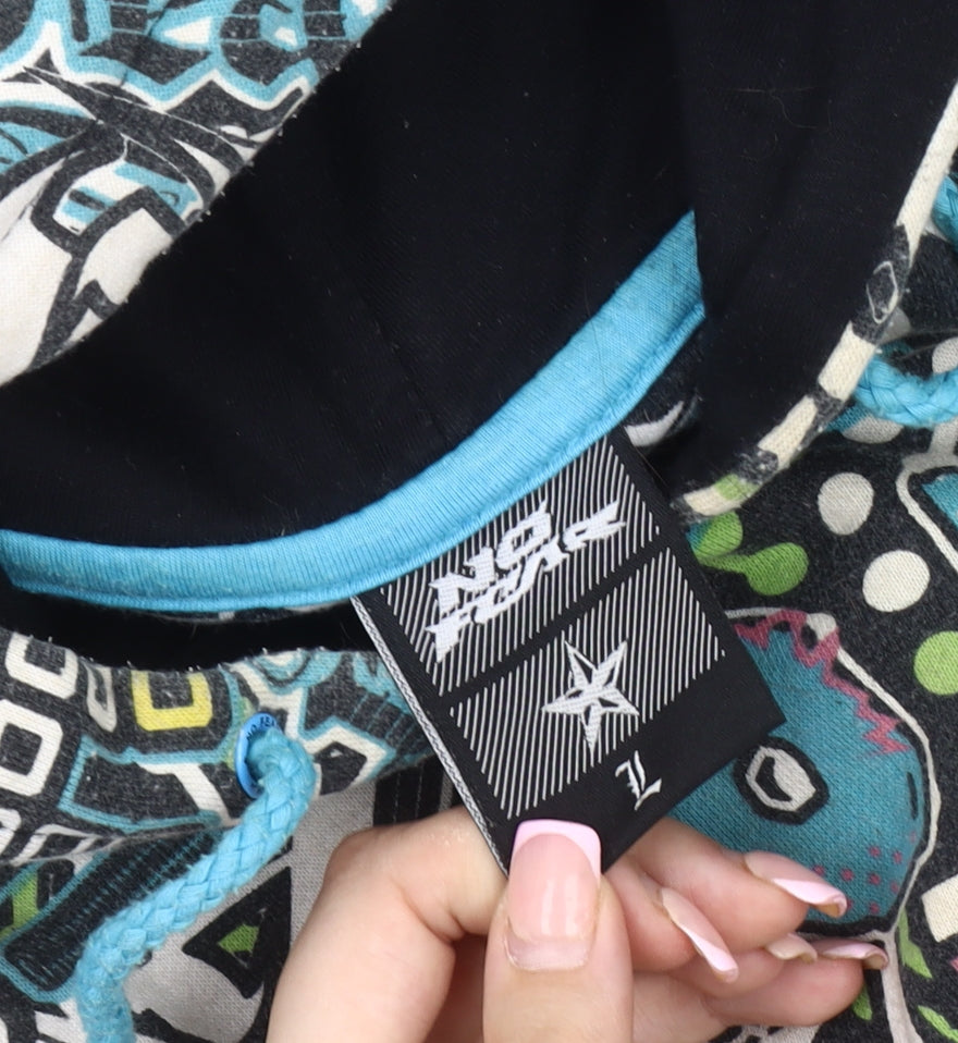 No Fear Men's Multicoloured Graphic Pullover Hoodie, Size L