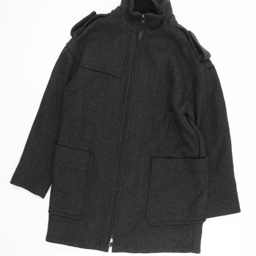 Mango Men's Grey Wool Military Coat S
