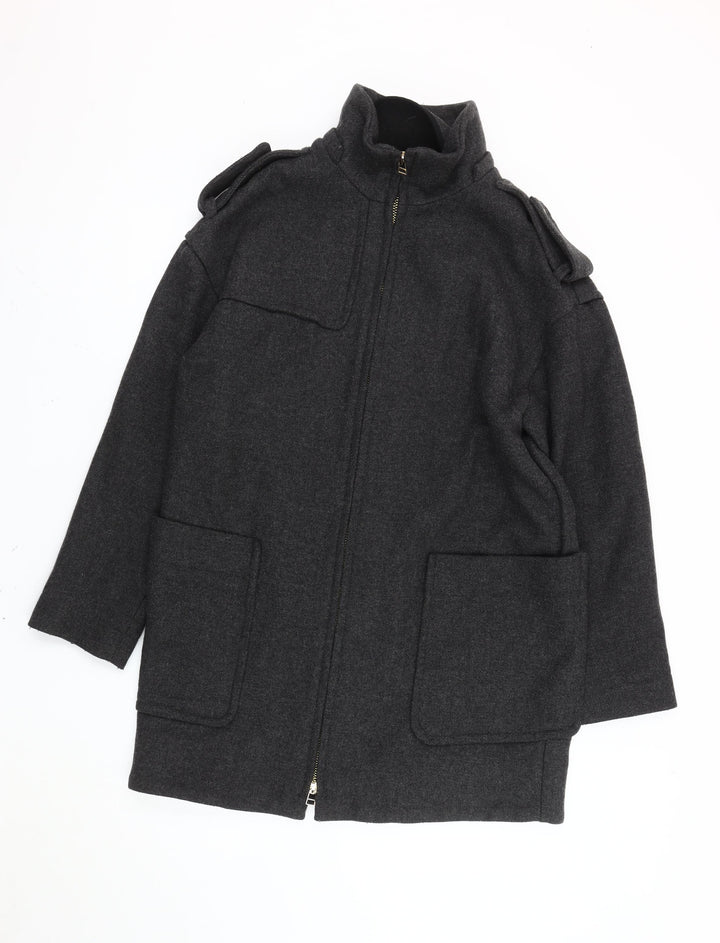 Mango Men's Grey Wool Military Coat S