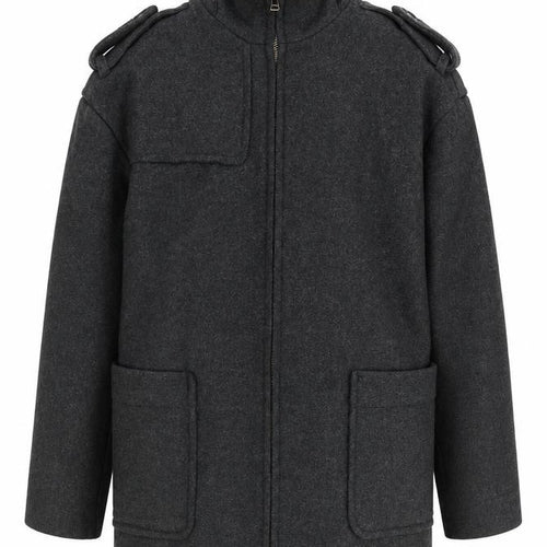 Mango Men's Grey Wool Military Coat S