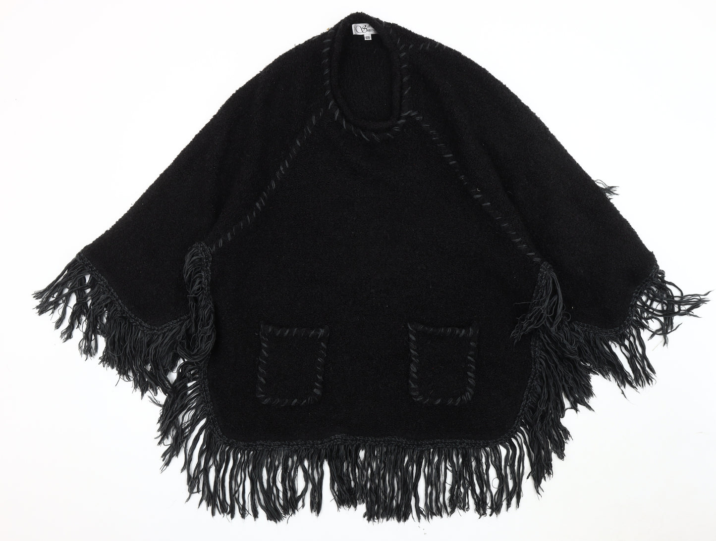 Ame Smith Women's Black Fringe Cape One Size