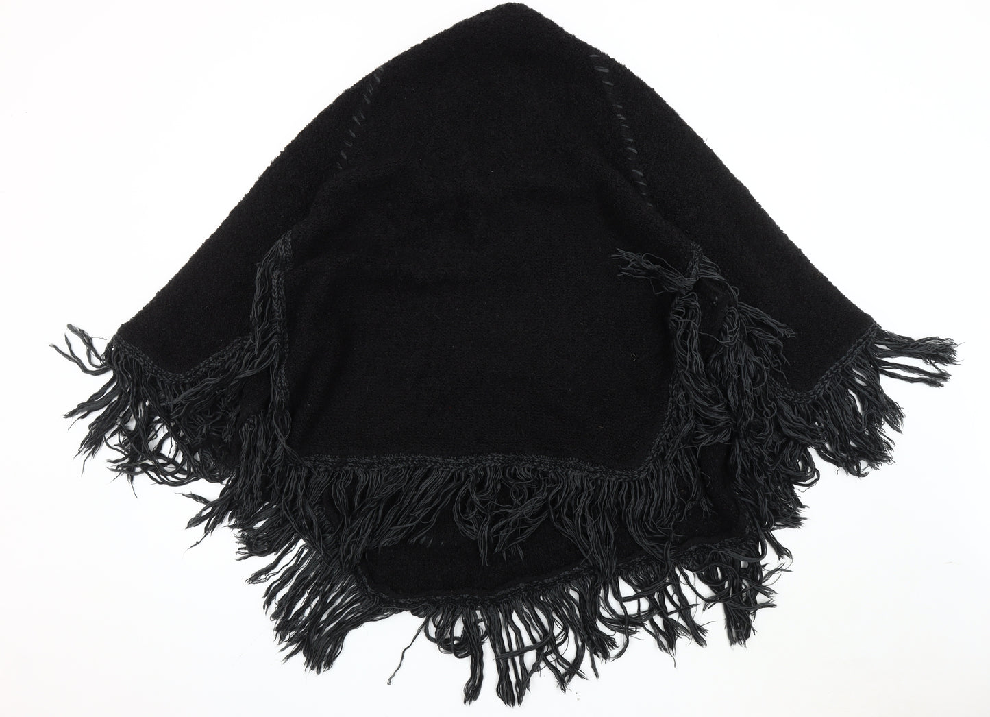 Ame Smith Women's Black Fringe Cape One Size