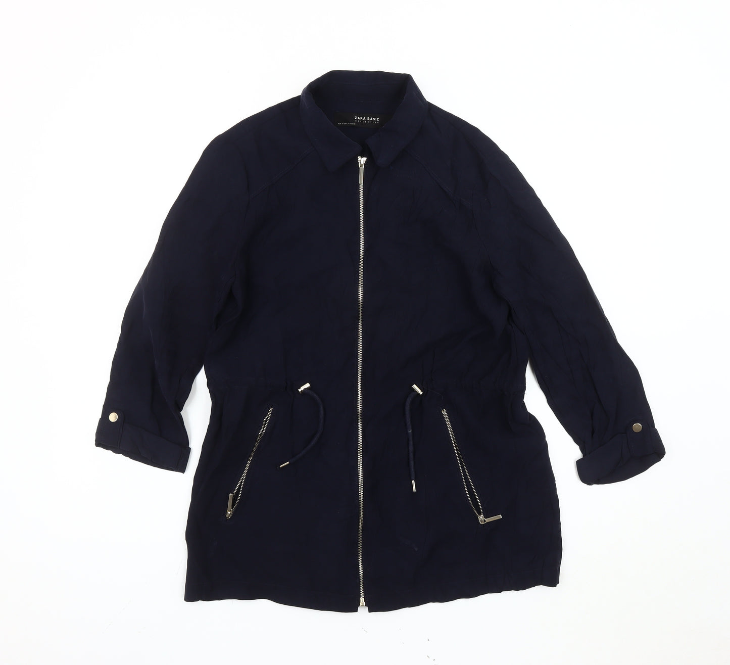 Zara Women's Blue M Basic Jacket with Zip Pockets