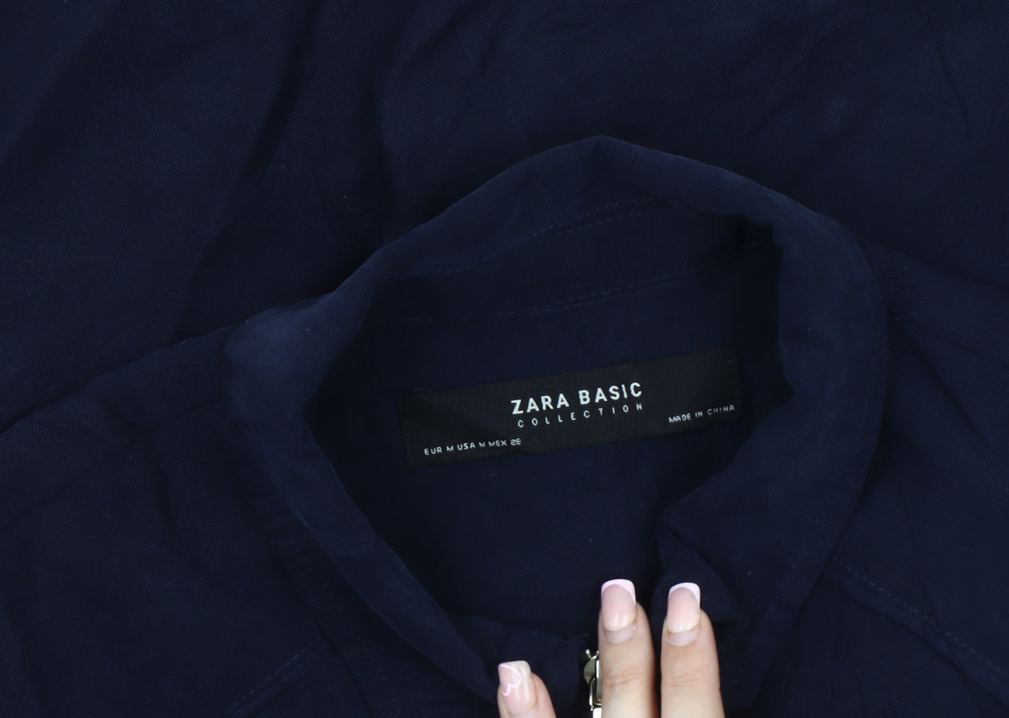 Zara Women's Blue M Basic Jacket with Zip Pockets