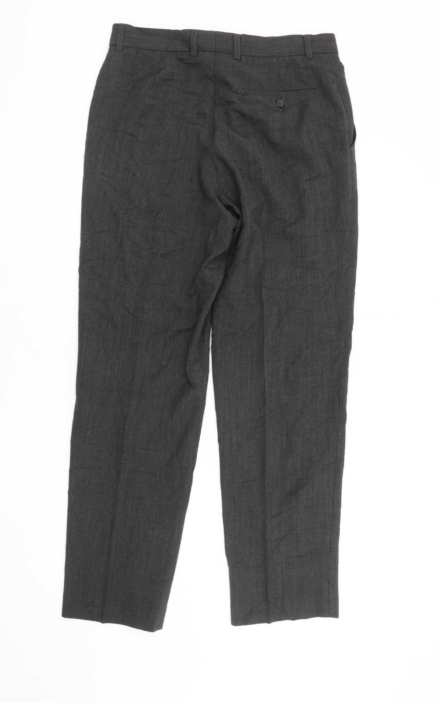 Linea Men's Grey Dress Pants, Size 32S, Wool Blend