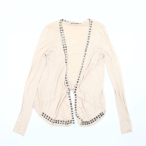 Saint Tropez Beige Studded Women’s Open Front Cardigan Size S