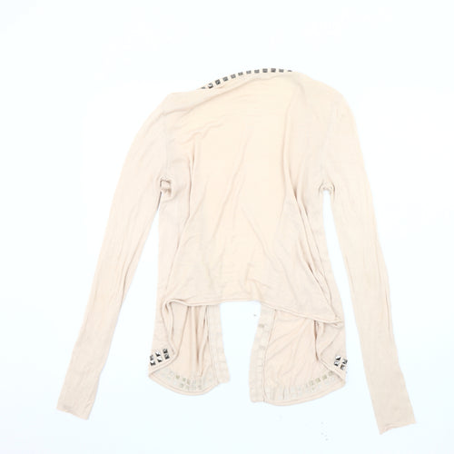 Saint Tropez Beige Studded Women’s Open Front Cardigan Size S