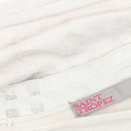 Saint Tropez Beige Studded Women’s Open Front Cardigan Size S
