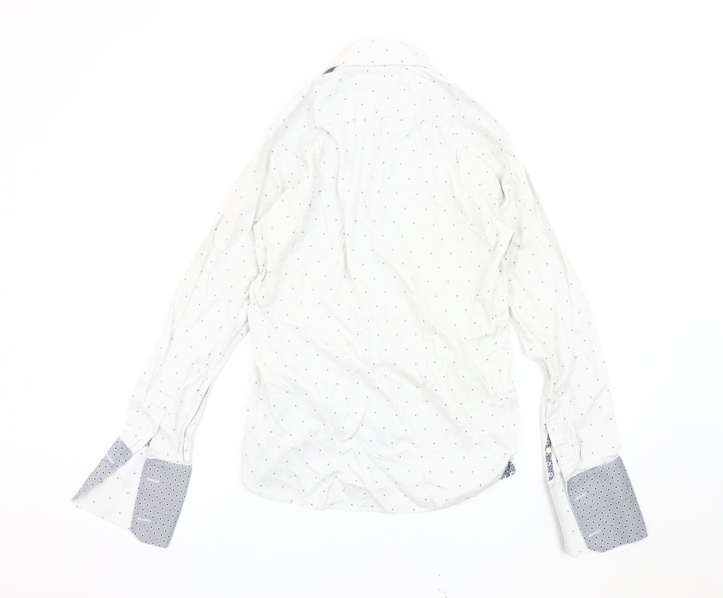 Ted Baker Men's White Geometric Long Sleeve Shirt, Size 15