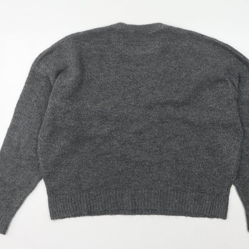 boohooMAN Men's Grey Knit Pullover Jumper L