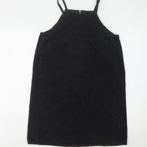 Matalan Black Pinafore Dress, Women, Size 10, Casual Zip