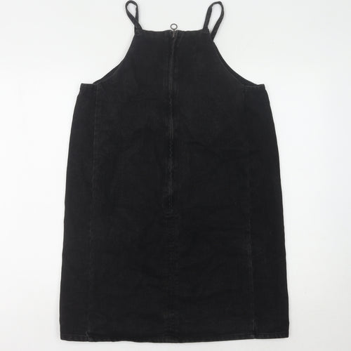 Matalan Black Pinafore Dress, Women, Size 10, Casual Zip