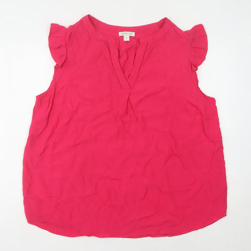 Monsoon Women's Red V-Neck Sleeveless Blouse, Size 20