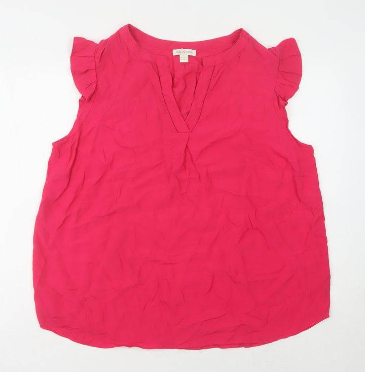 Monsoon Women's Red V-Neck Sleeveless Blouse, Size 20