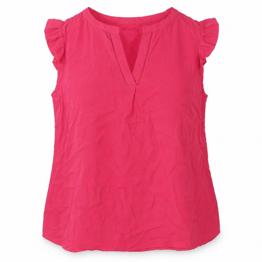 Front view of Monsoon Women's Red V-Neck Sleeveless Blouse, size 20