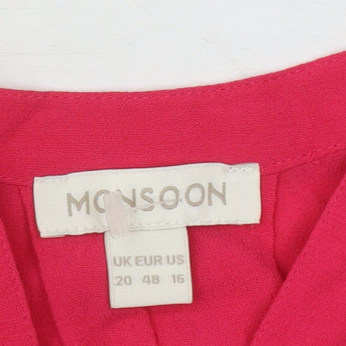 Monsoon Women's Red V-Neck Sleeveless Blouse, Size 20