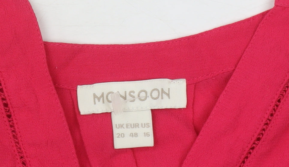 Monsoon Women's Red V-Neck Sleeveless Blouse, Size 20