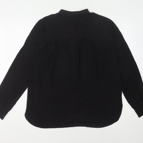 Warehouse Women's Black Blouse, Size 12, Long Sleeve Button-Up