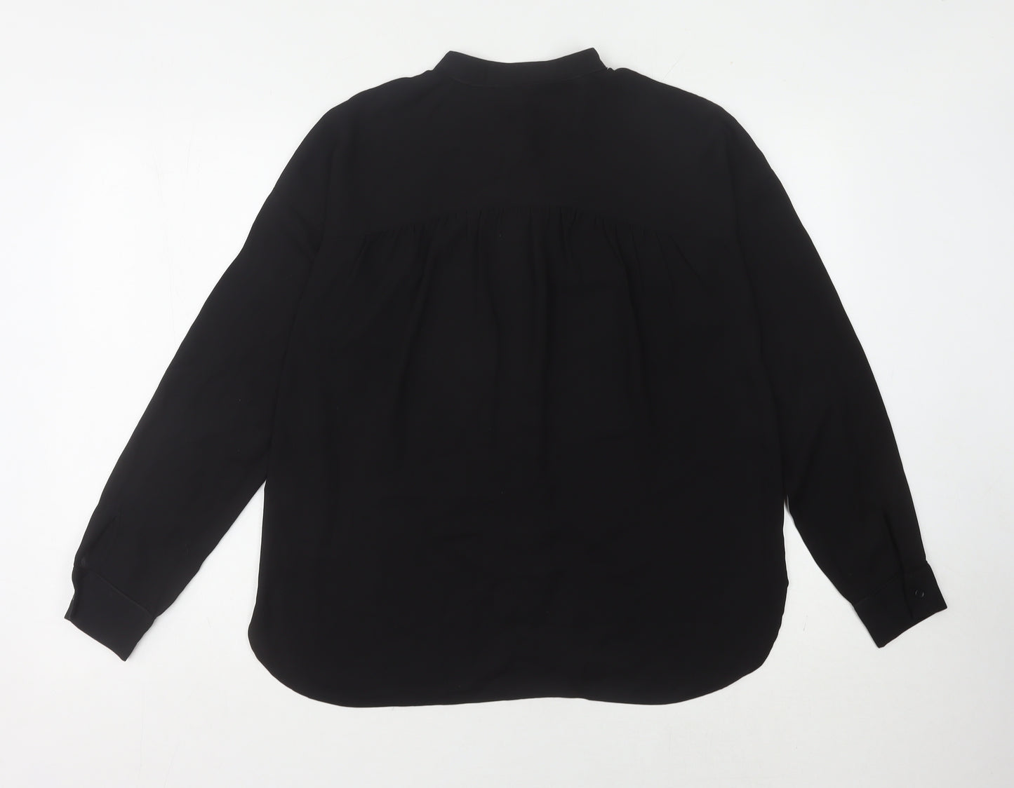Warehouse Women's Black Blouse, Size 12, Long Sleeve Button-Up
