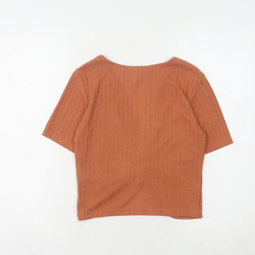 Zara Women's Orange Cropped Blouse, Size 12, Slim Fit