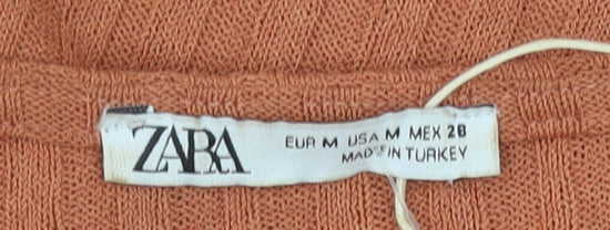 Zara Women's Orange Cropped Blouse, Size 12, Slim Fit