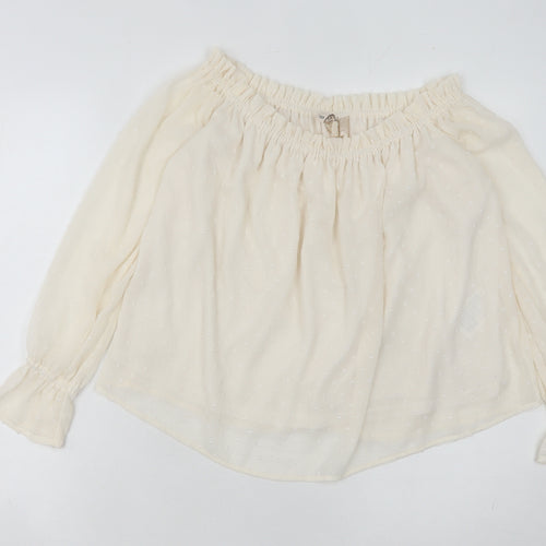 H&M Women's Ivory Off-Shoulder Blouse, Size 8