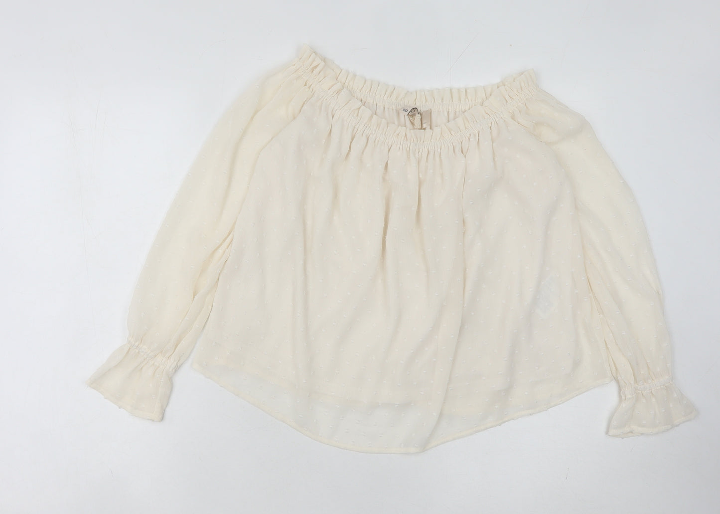 H&M Women's Ivory Off-Shoulder Blouse, Size 8