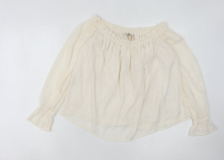 H&M Women's Ivory Off-Shoulder Blouse, Size 8