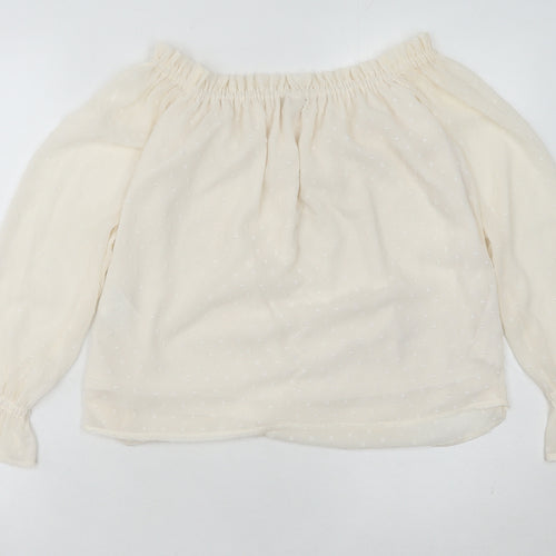H&M Women's Ivory Off-Shoulder Blouse, Size 8