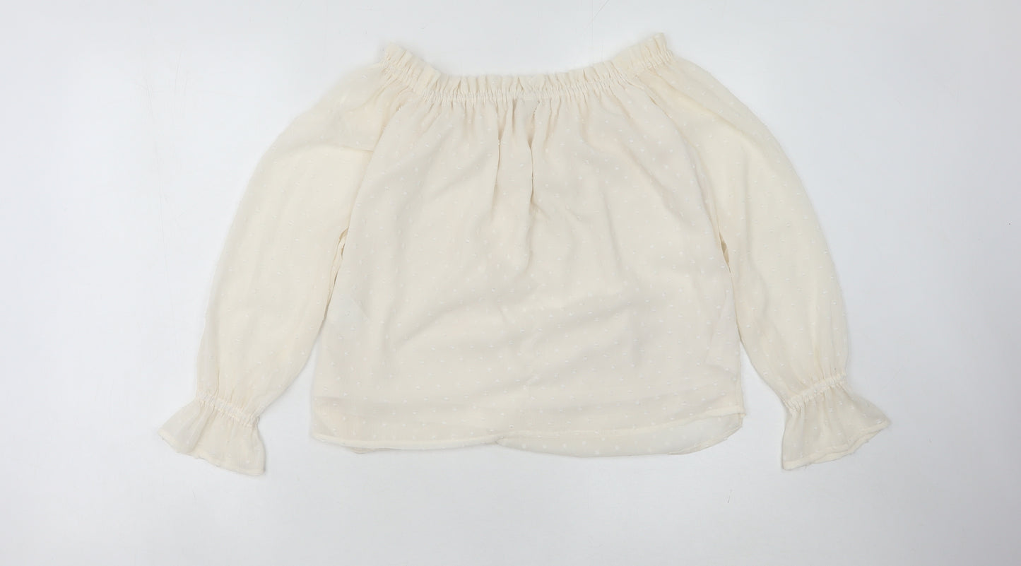 H&M Women's Ivory Off-Shoulder Blouse, Size 8