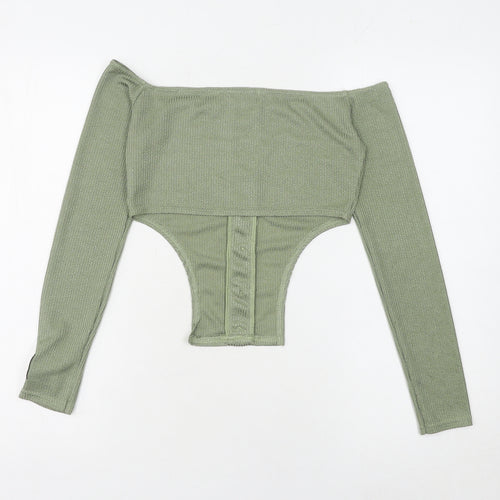 PrettyLittleThing Women's Green Off Shoulder Blouse Size 10