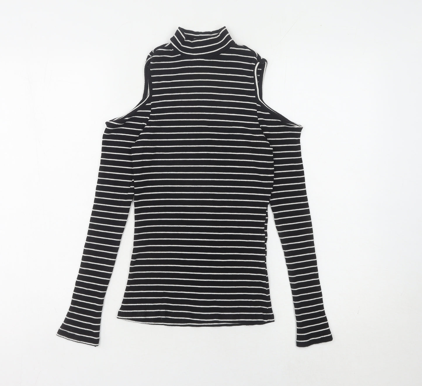 ASOS Women's Black Striped Cold Shoulder Jumper