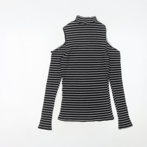 ASOS Women's Black Striped Cold Shoulder Jumper