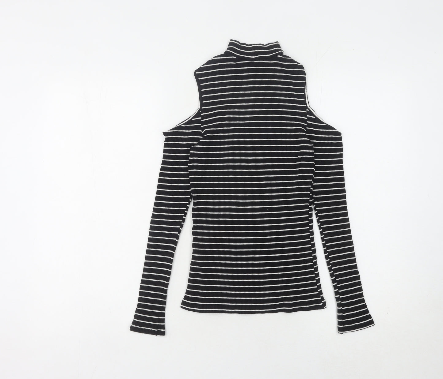 ASOS Women's Black Striped Cold Shoulder Jumper