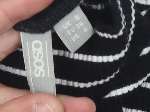 ASOS Women's Black Striped Cold Shoulder Jumper