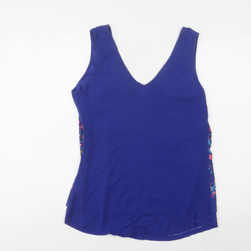 Oasis Women's Blue Embroidered Floral Tank, Size 10