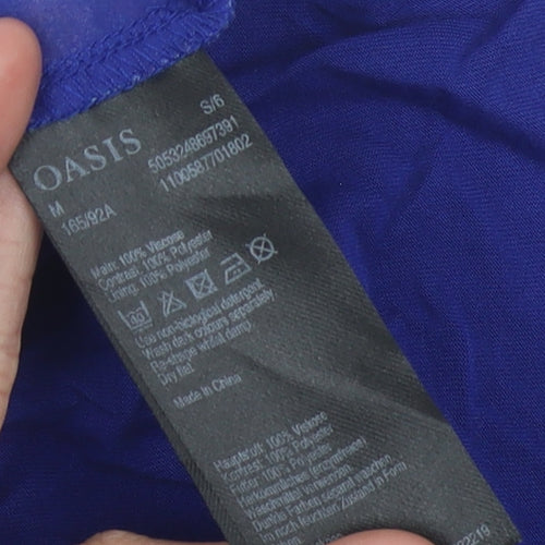 Oasis Women's Blue Embroidered Floral Tank, Size 10