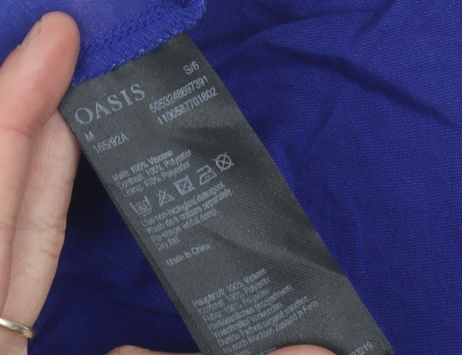 Oasis Women's Blue Embroidered Floral Tank, Size 10